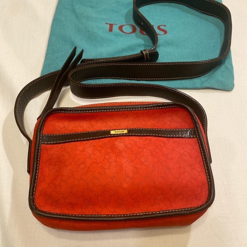 Tous Red Suede And Brown Leather Bag - Picture 10 of 15